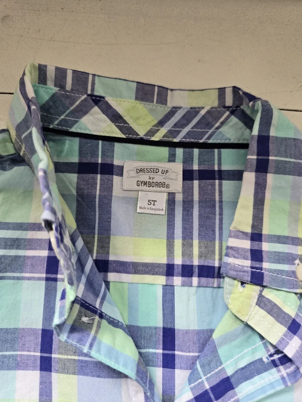 Gymboree Boys Plaid Button-Down Shirt in Blue & Green